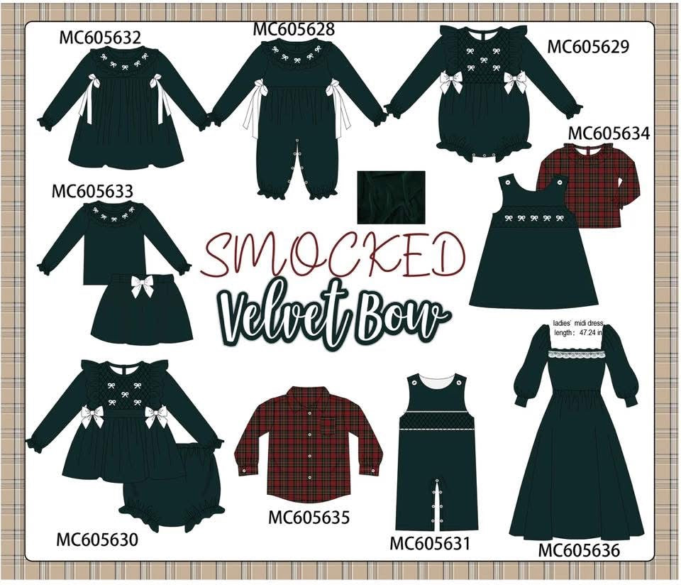 Smocked velvet bow eta nov