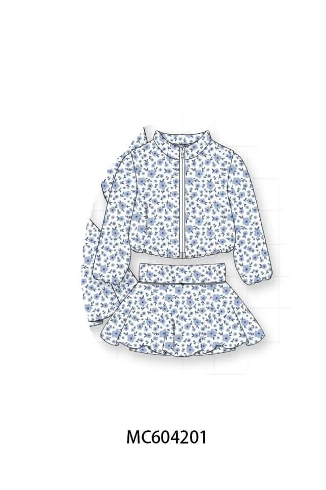 Blue Flower Skirt Set