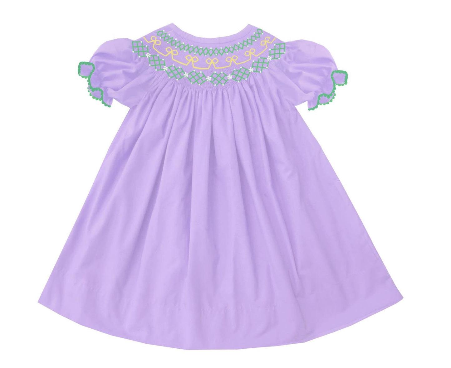 Lavender smocked Mardi Gras classic