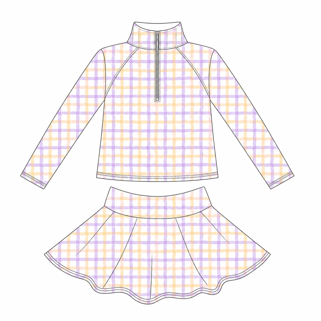 Purple and gold plaid athletic eta late Sept