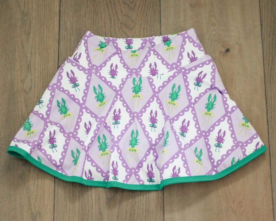Crawfish print Mardi skort