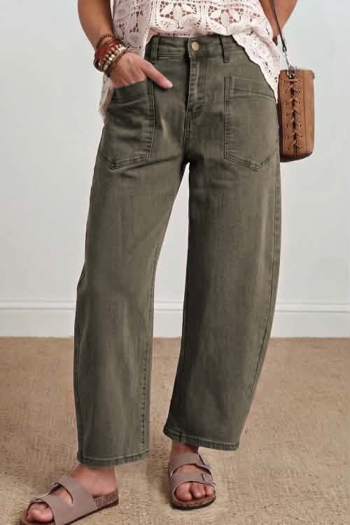 Straight leg olive denim eta sept