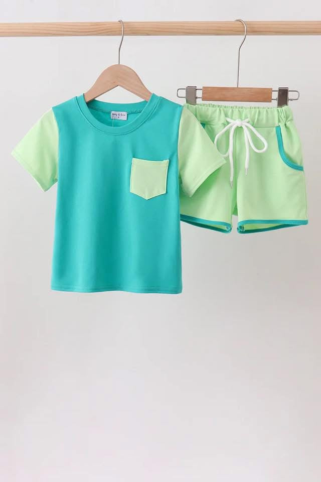 Green color block set