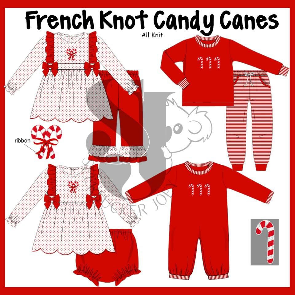 French Knot Candy Cane