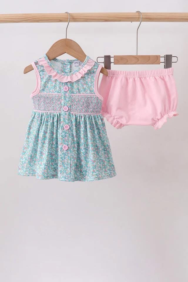 Smocked bloomer set 12m