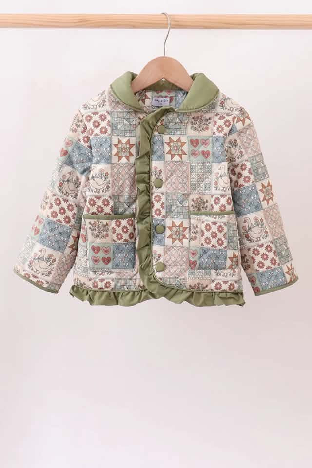 Olive patchwork coat