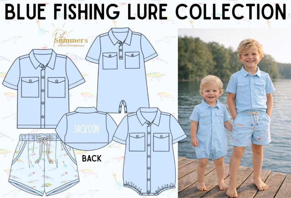 Blue fishing romper eta may