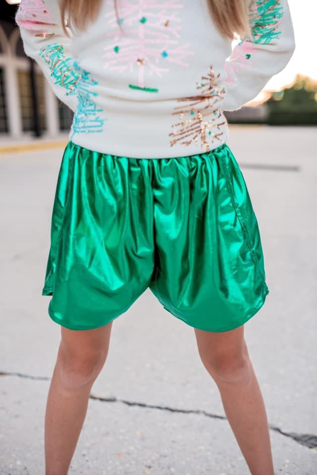 Metallic Green Shorts