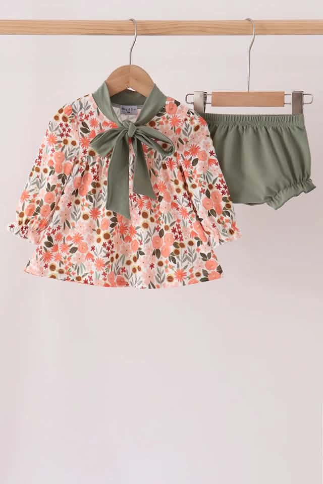 Green bow bloomer set