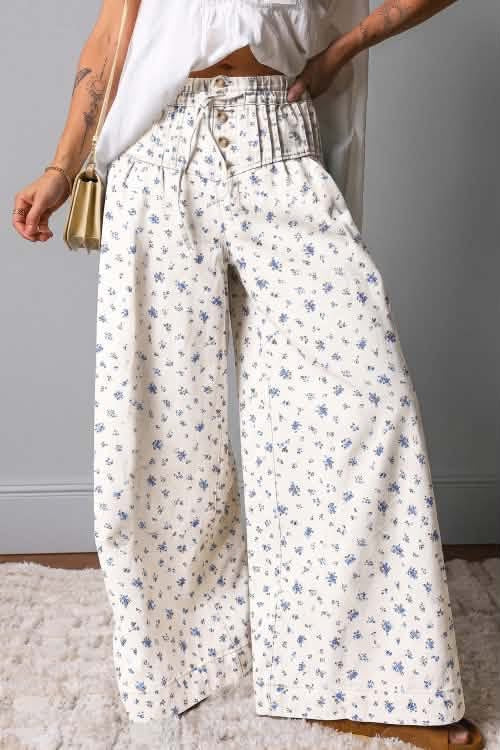 Wide leg floral pant