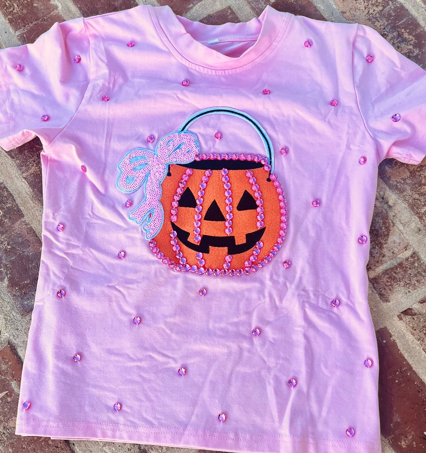 Jack o lantern rhinestone tee
