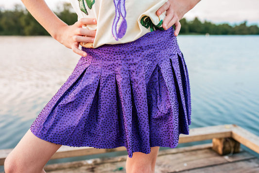 Purple rhinestone shorts