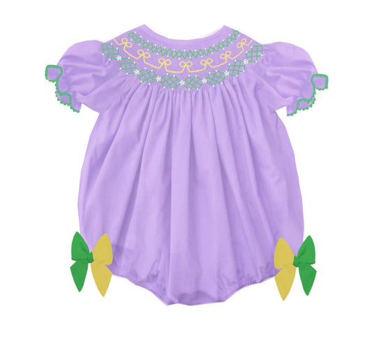 Lavender smocked Mardi Gras classic