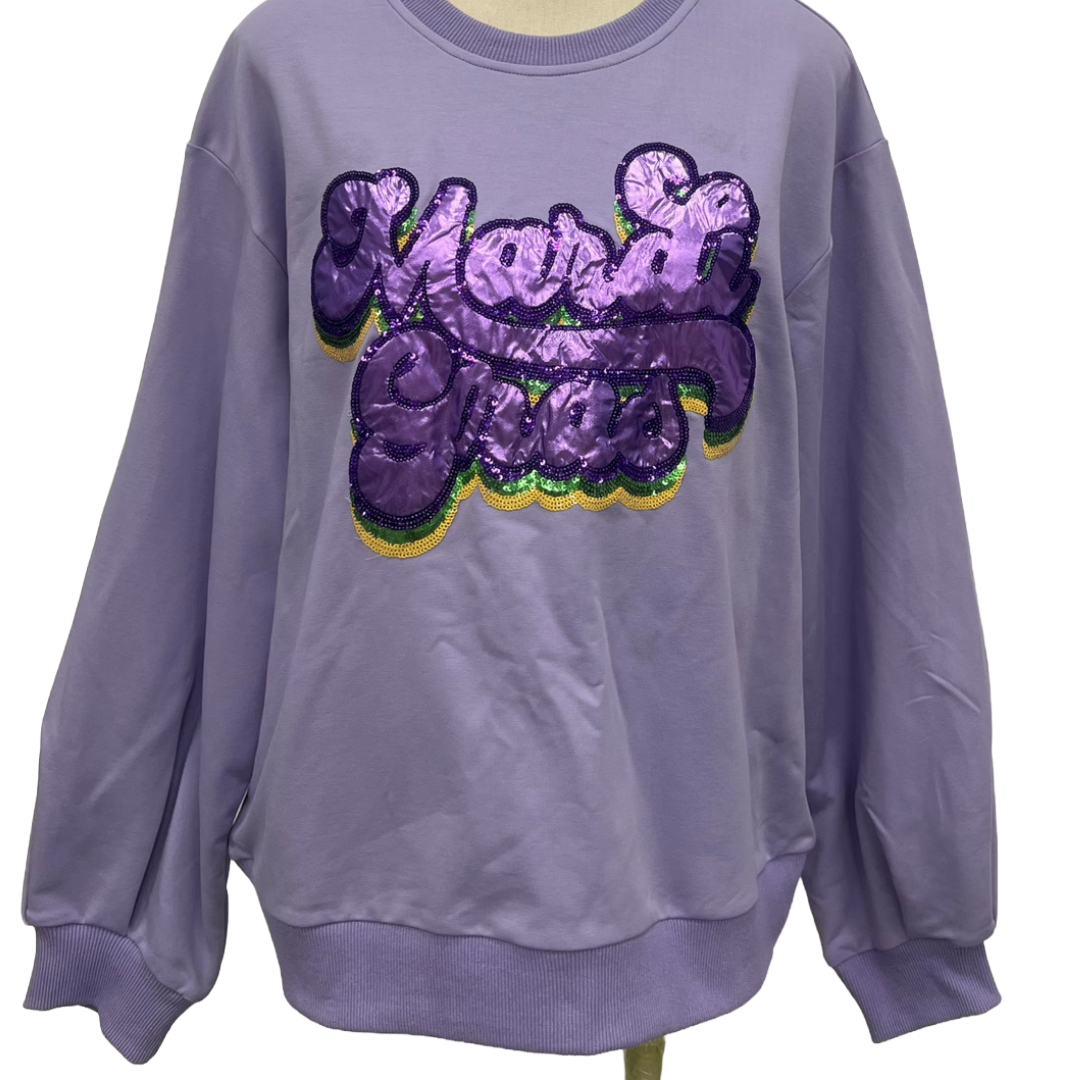 Mardi Gras metallic sweatshirt