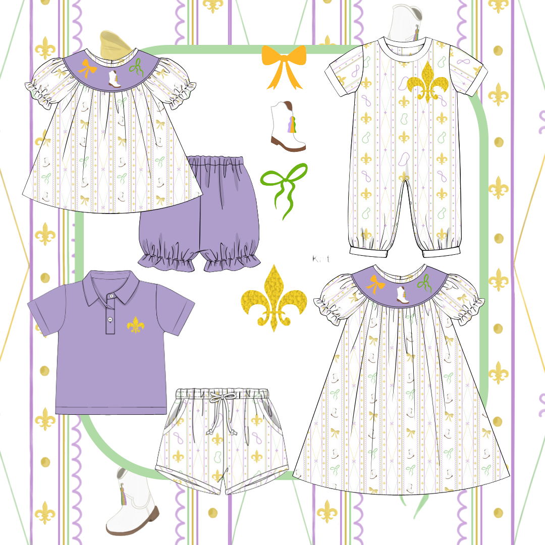 Mardi Gras boots + Fleur de lis ETA DEC