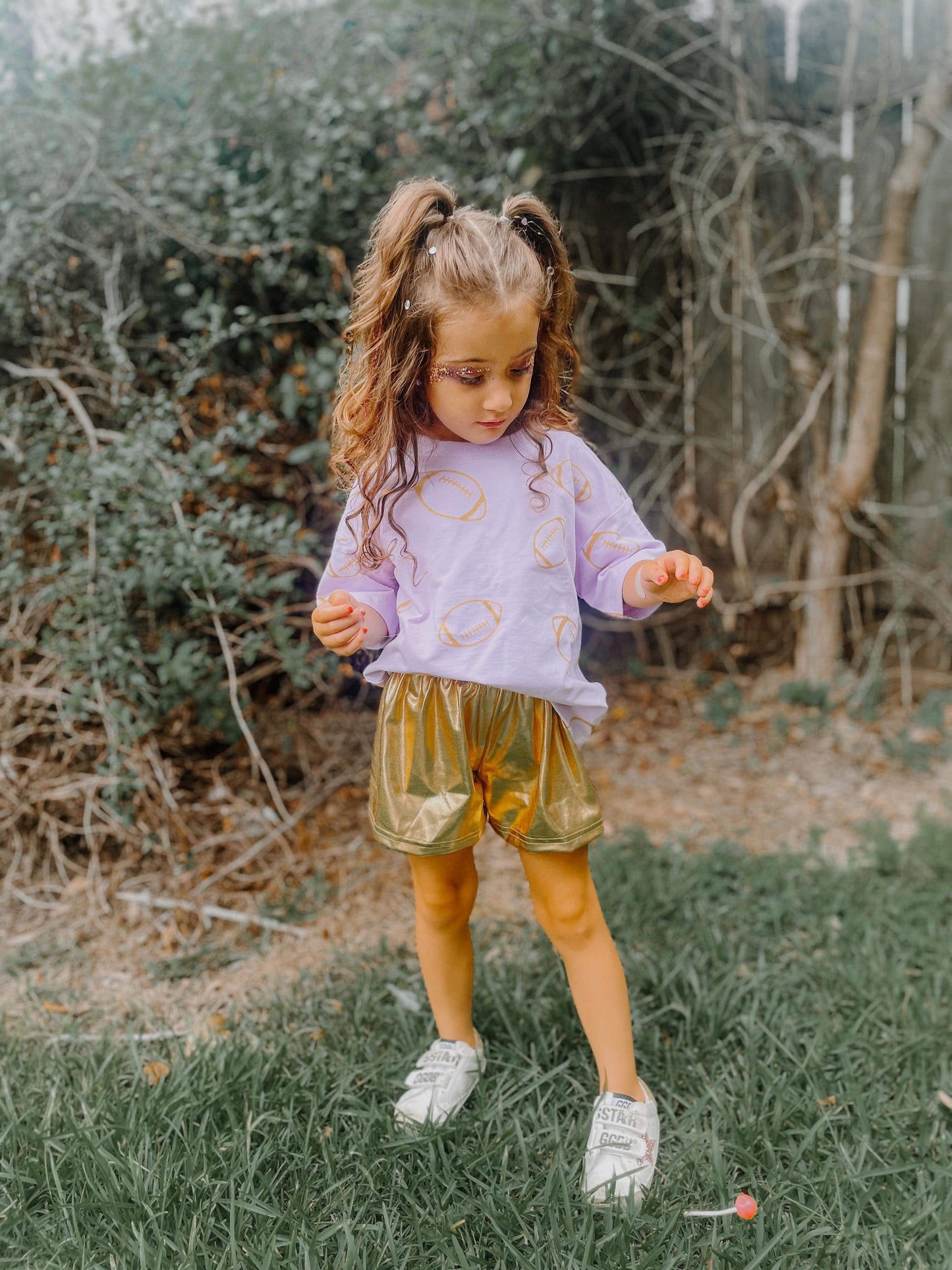 Oversized Metallic Football Tee