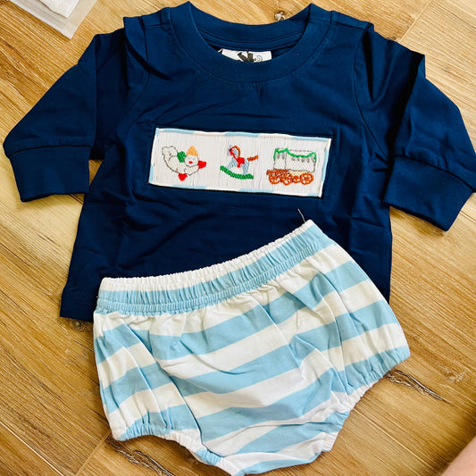 NOLA Christmas Smock Diaper Set