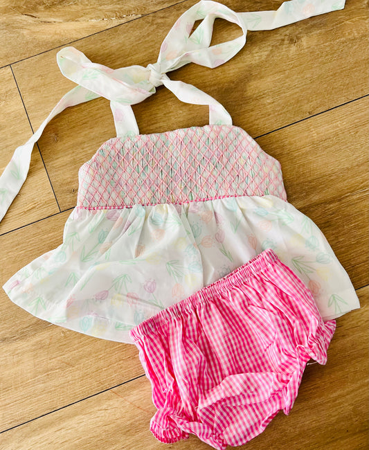 Pastel Smocked Bloomer Set