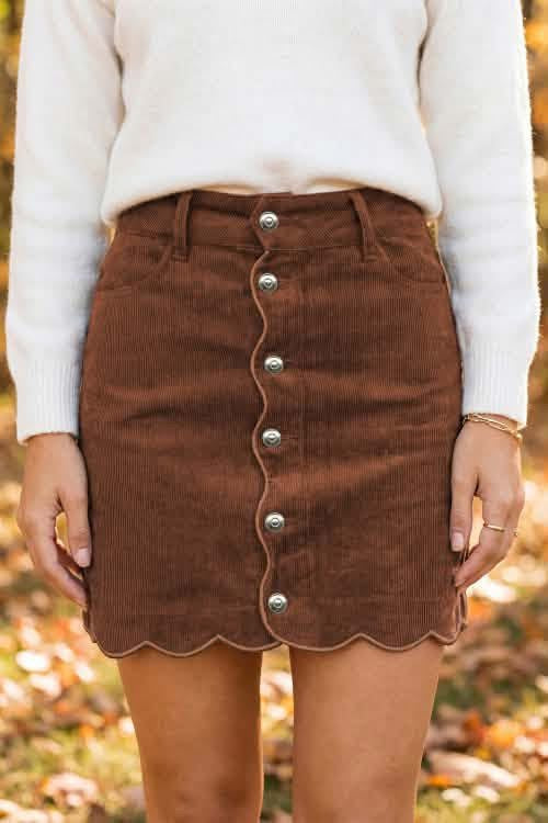 Brown scallop skort