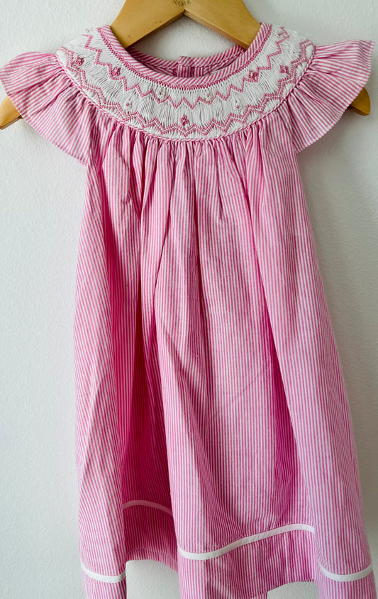 Pink Seersucker Flower Smock