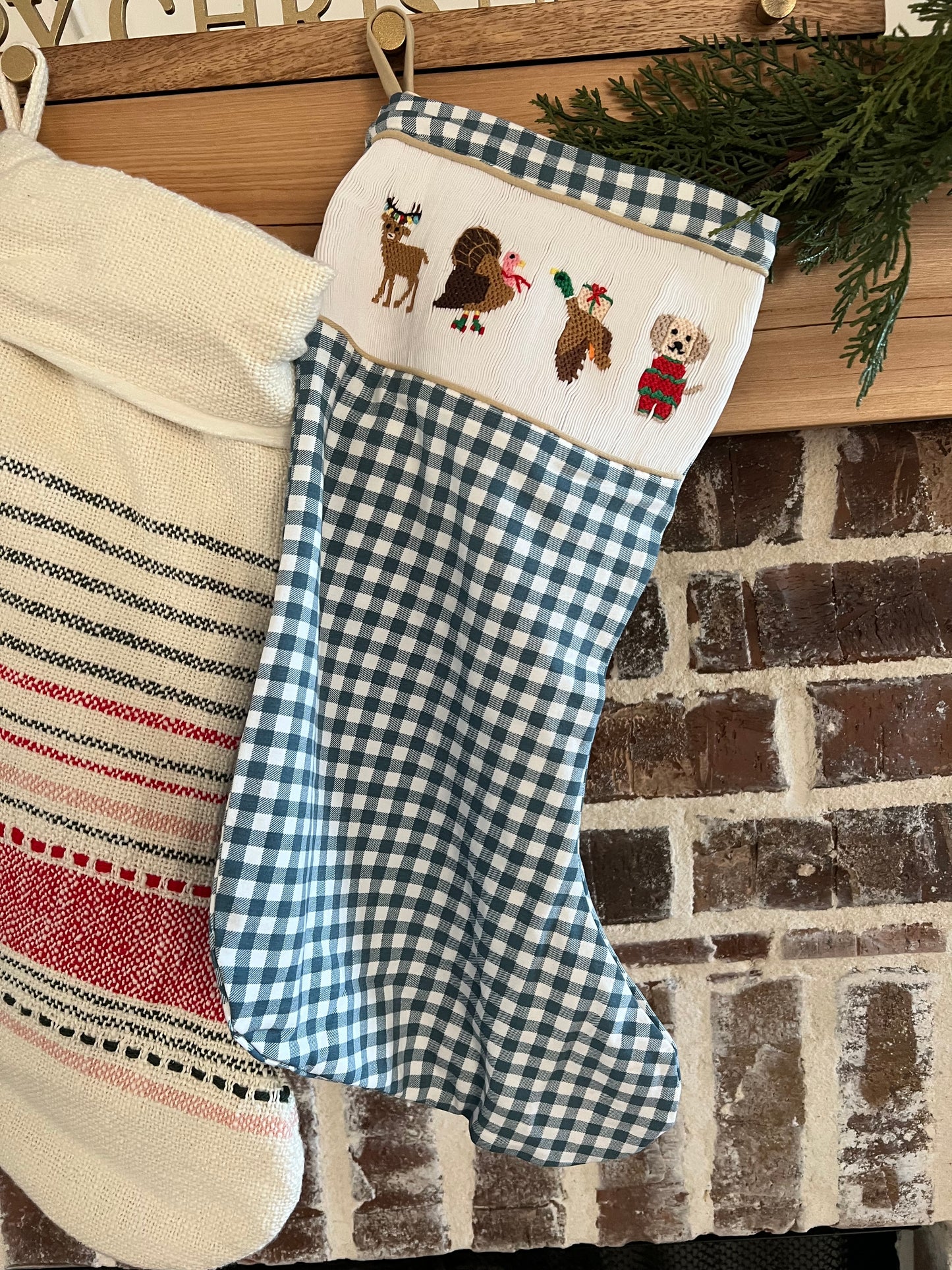 Smocked Christmas stocking