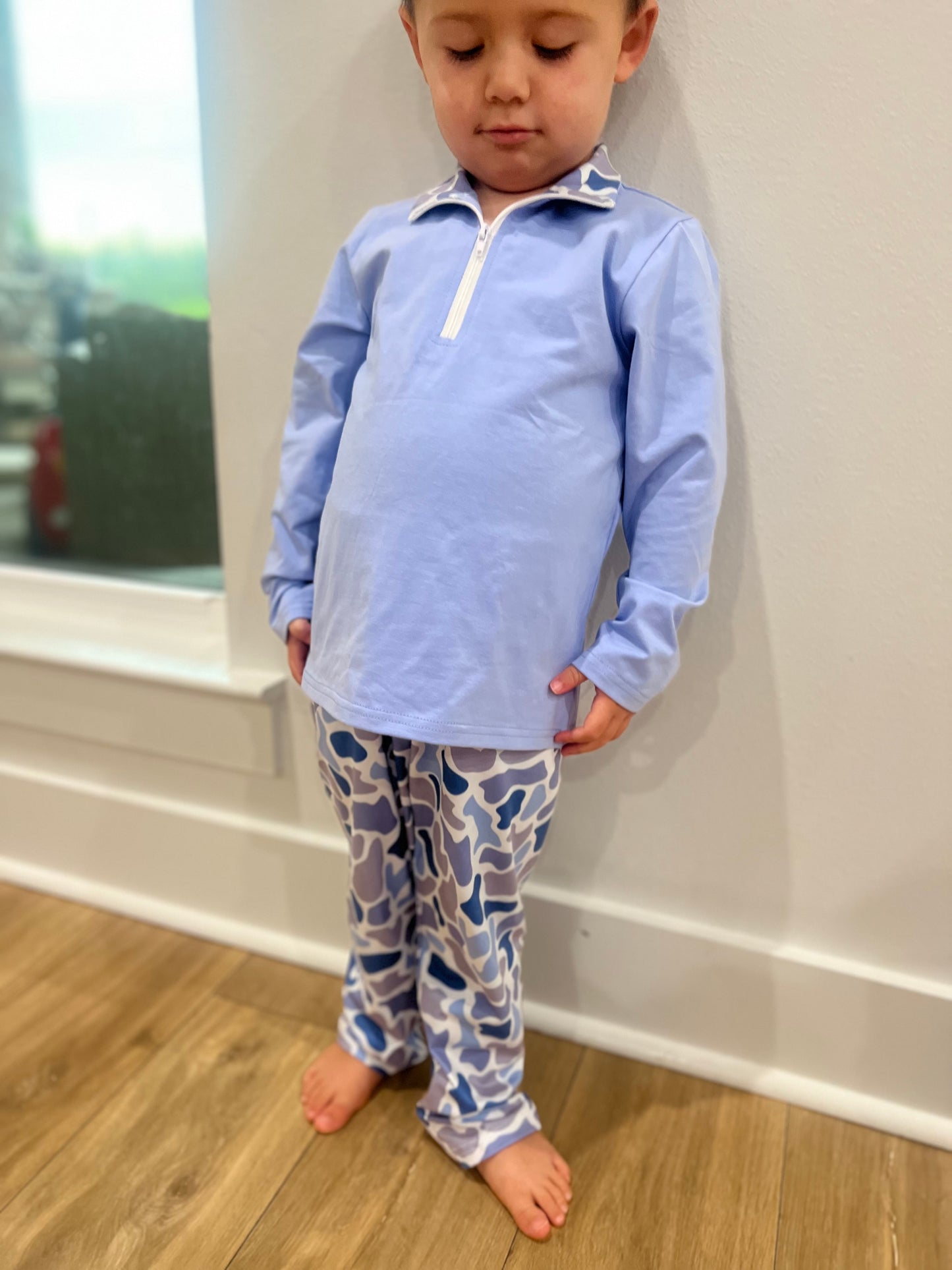 Athletic camo pant set blue