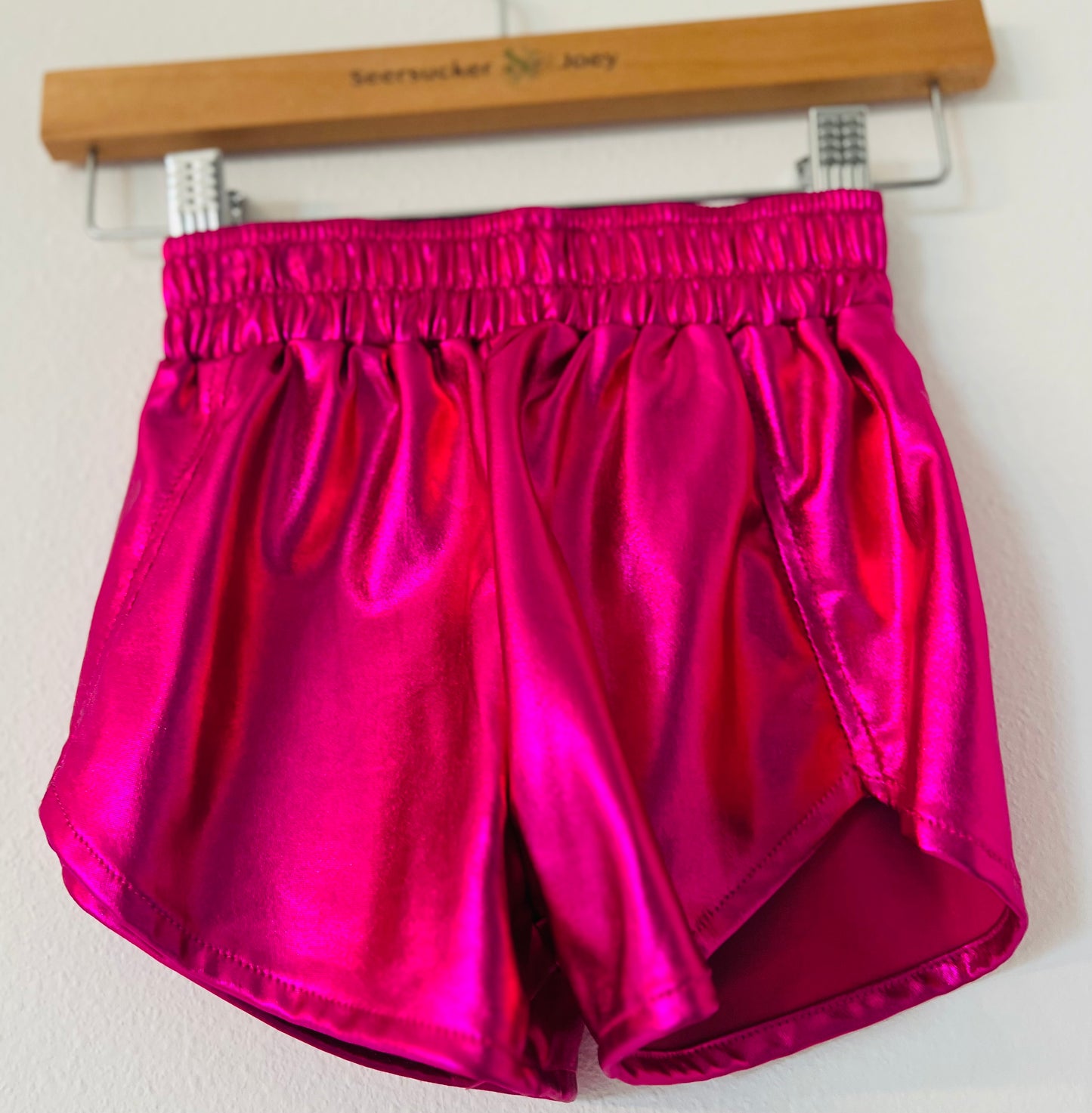 Hot pink metallic shorts