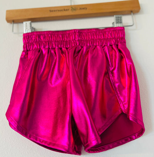 Hot pink metallic shorts