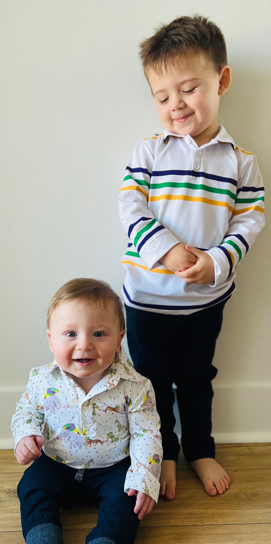 Classic stripe long sleeve polo