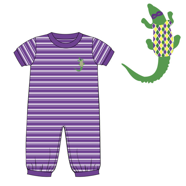 Mardi Gras Critters French Knot Romper