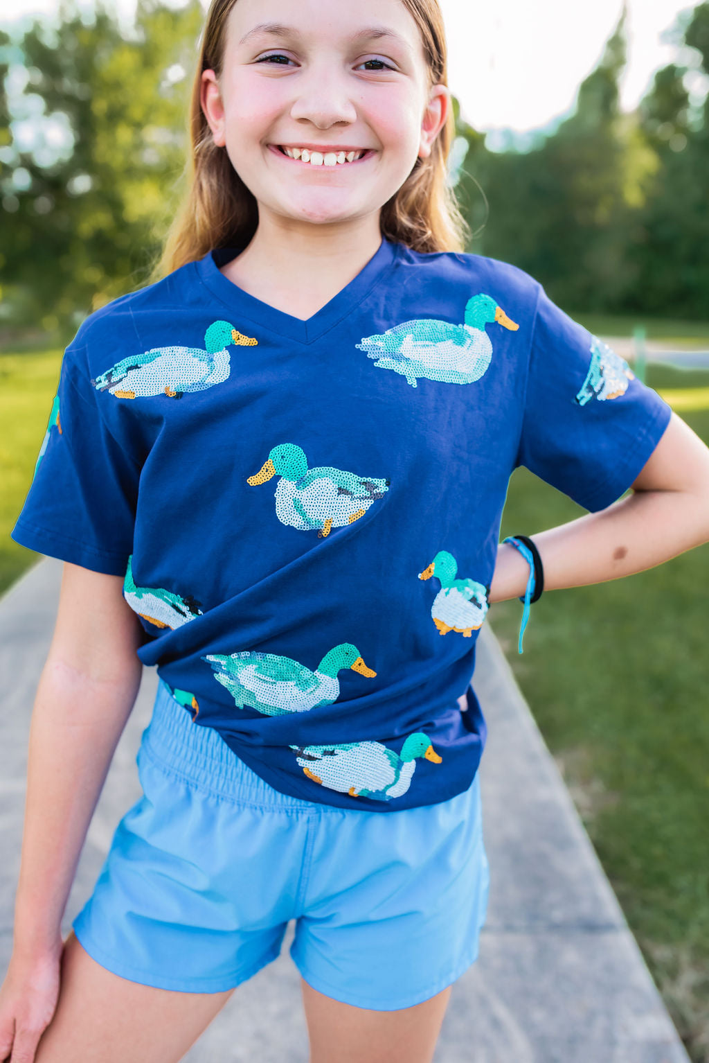 Custom sequin duck tee
