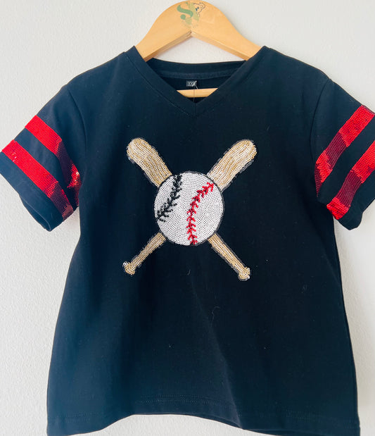 Sequin baseball tee