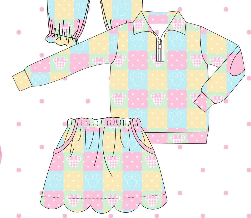 Checkered girly mouse skort set ETA FEB