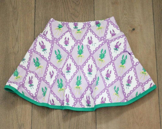 Crawfish print Mardi skort