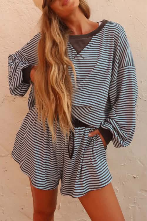 Brown stripe long sleeve set eta sept