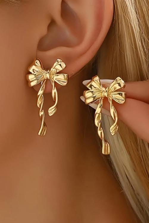 Gold bow earrings