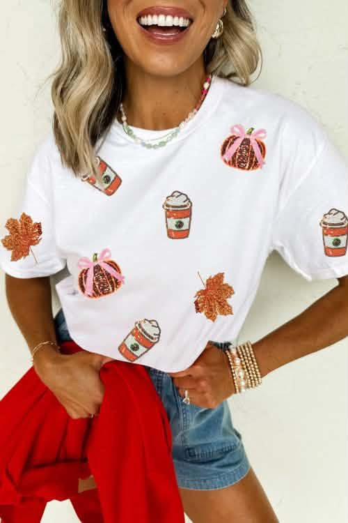 Pumpkin spice sequin tee eta sept