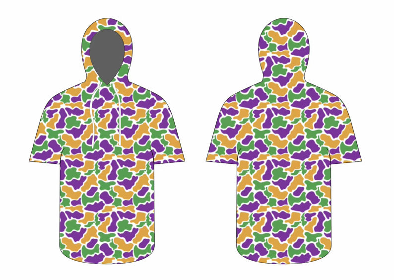 Mardi Gras short sleeve dri fit hoodies eta sept