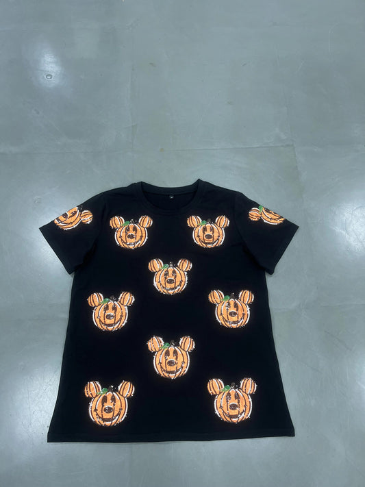 Metallic + Sequin pumpkin tee ETA OCT