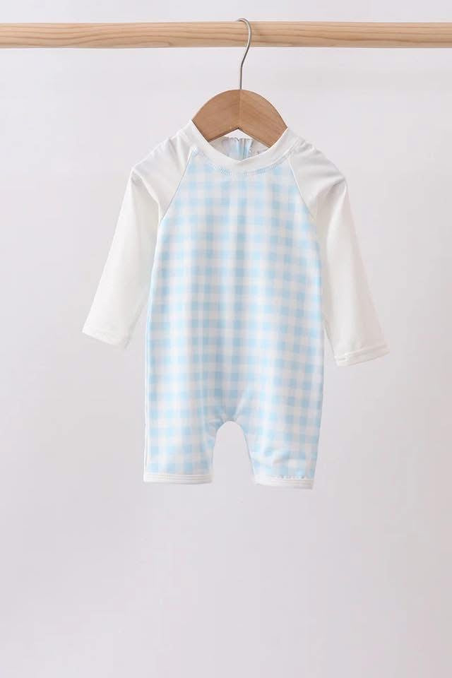 Gingham swim rashguard 3/6m