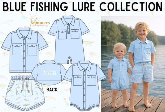 Blue fishing romper eta may