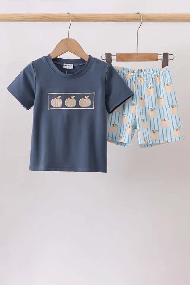 Blue pumpkins boy short