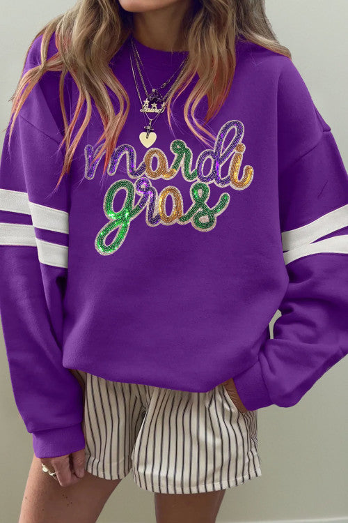 Women’s Mardi Gras sequin sweatshirt