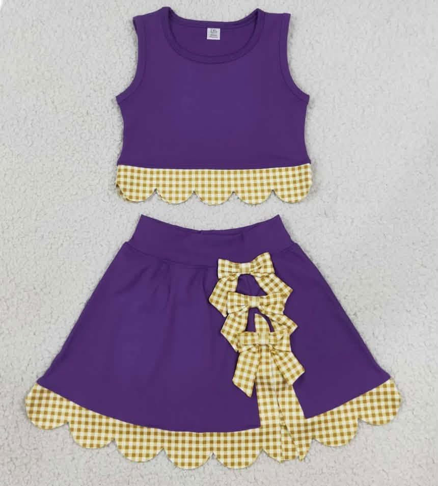 Gingham and purple scallop