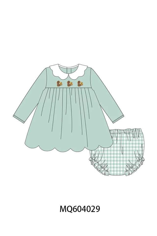 Green turkey bloomer set