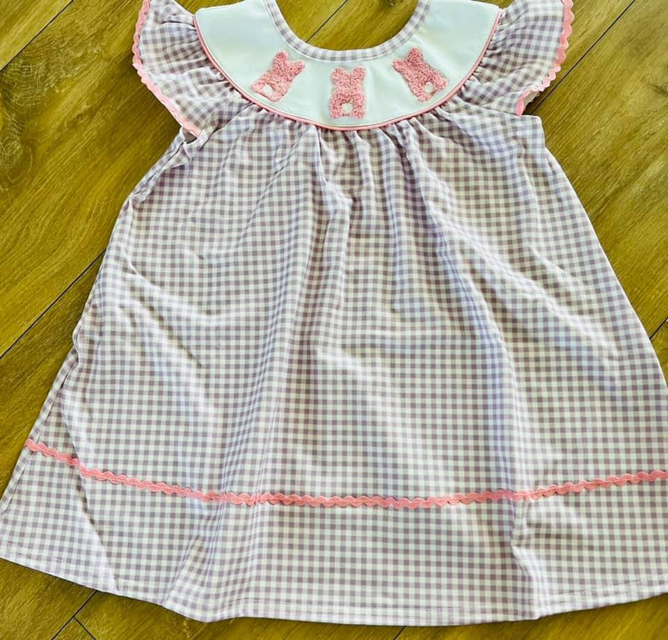 Purple Gingham Bunny Dress