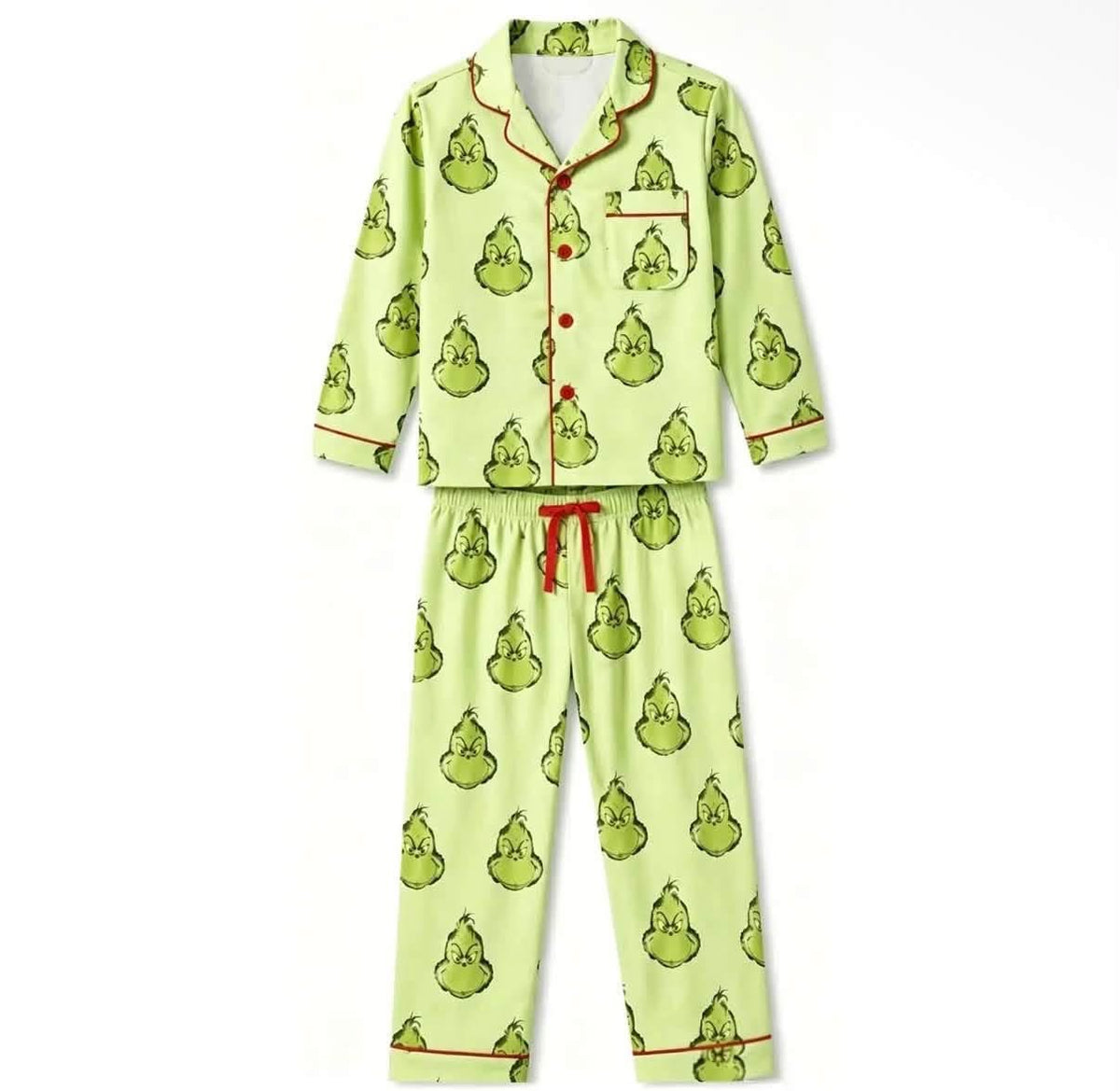 Boys green Christmas button up pajamas eta Nov