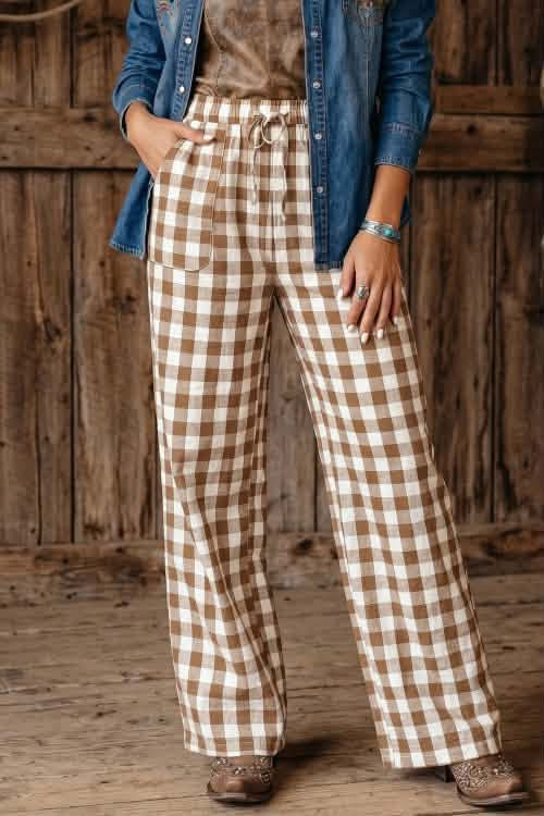 Brown Gingham Pants ETA Oct