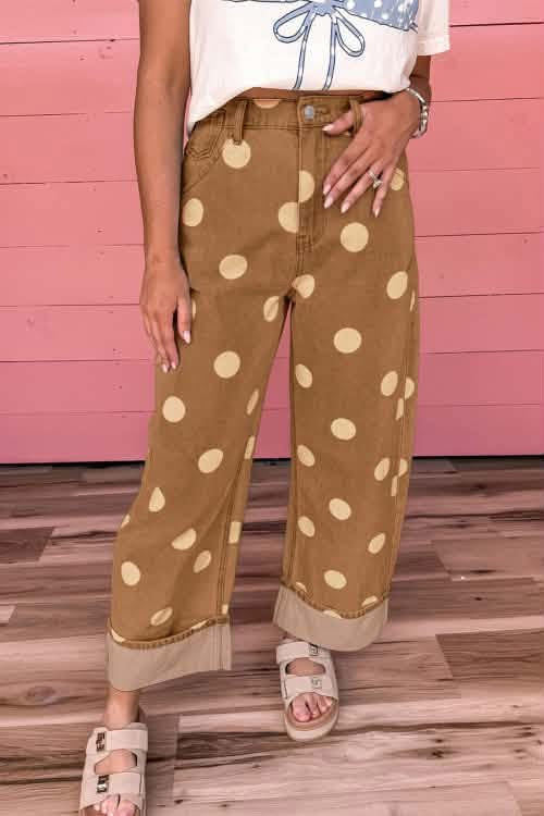 Brown polka dot pants