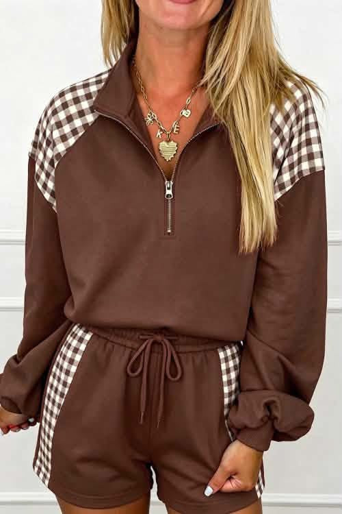 Brown gingham set